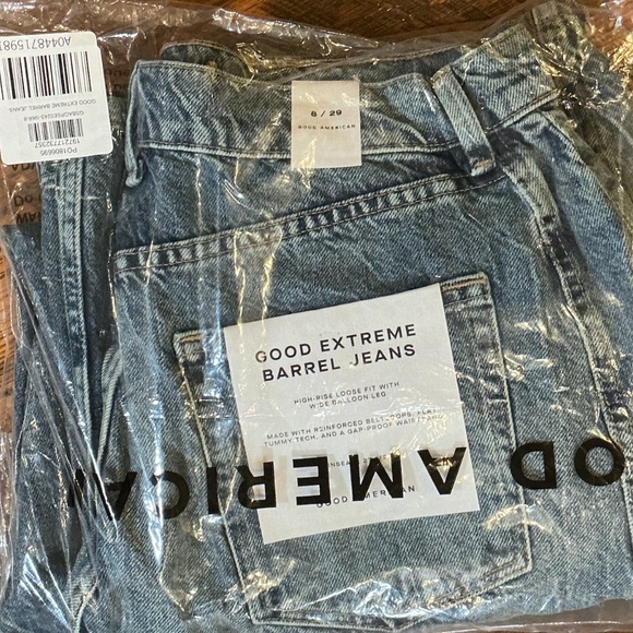 Good American Good Extreme Barrel Jeans High Rise Balloon Fit Indigo Blue Size 8 - Picture 16 of 16